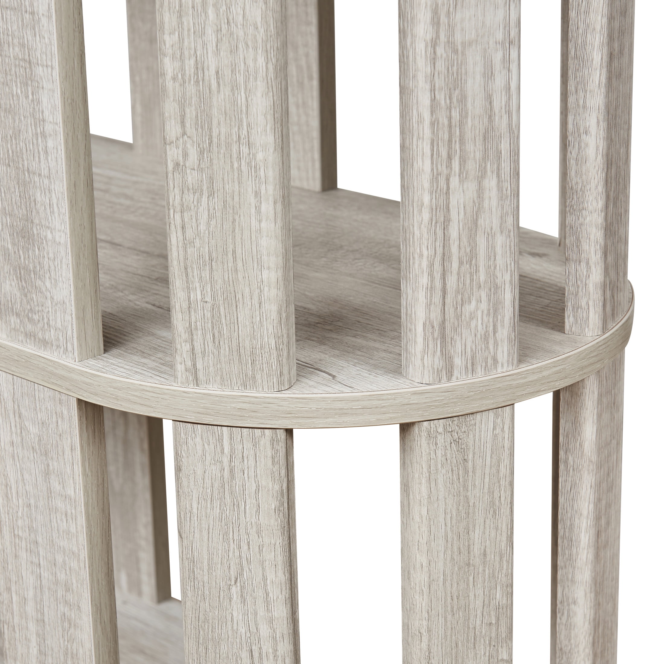 GDF Studio Lexair 5-Tier Wooden Oval Open Bookshelf with Curved Grid Frame, Storage Display Bookcase Rack, Light Gray