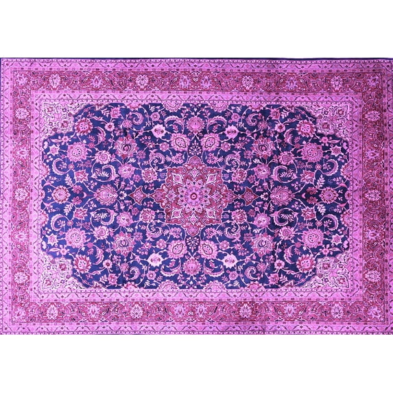 Ahgly Company Indoor Rectangle Medallion Purple Traditional Area Rugs, 4' x 6'