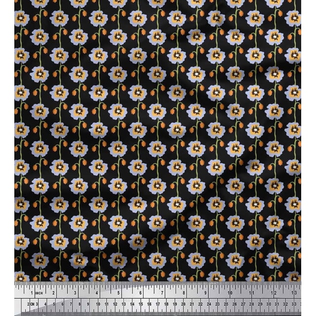 Soimoi Cotton Poplin Fabric Artistic Floral Decor Fabric Printed Yard 42 Inch Wide