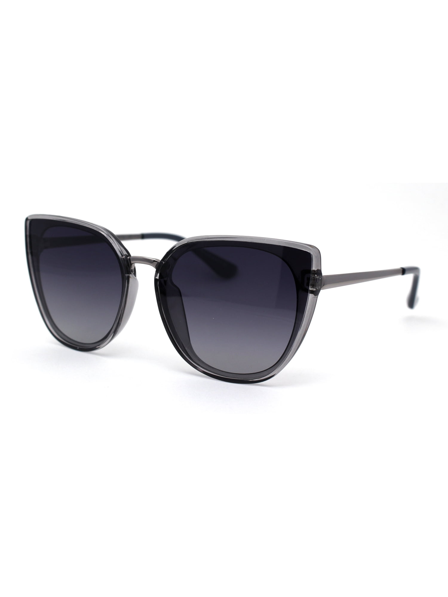 Womens CR39 Polarized Lens Oversize Cat Eye Sunglasses Slate Gunmetal Smoke Womens CR39 Polarized Lens Oversize Cat Eye Sunglasses Slate Gunmetal Smoke