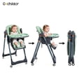 thumbnail image 2 of Cochildor Foldaway 3-in-1 High Chair for Babies & Toddlers, with 5 Point Harness, Tray, Foot Rest and Wheels, Green, 2 of 9