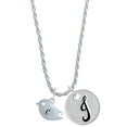 thumbnail image 1 of Delight Jewelry Silvertone Little Bird Initial - C - Silvertone Script Initial Disc - J - Charm Necklace, 20"+3", 1 of 4