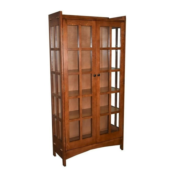 Pemberly Row Contemporary 39" Solid Wood China Cabinet in Cherry