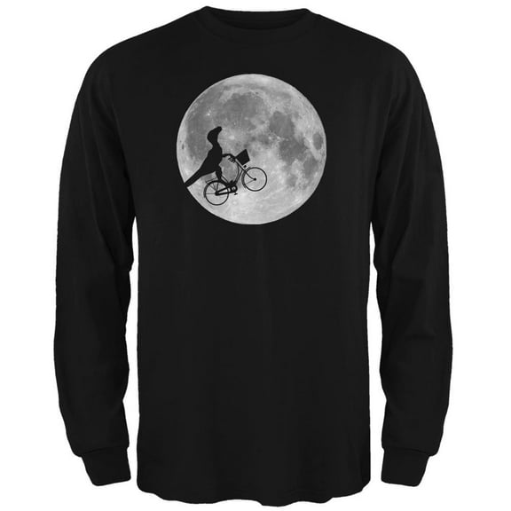 Across The Moon Dino Bike Black Adult Long Sleeve T-Shirt - X-Large