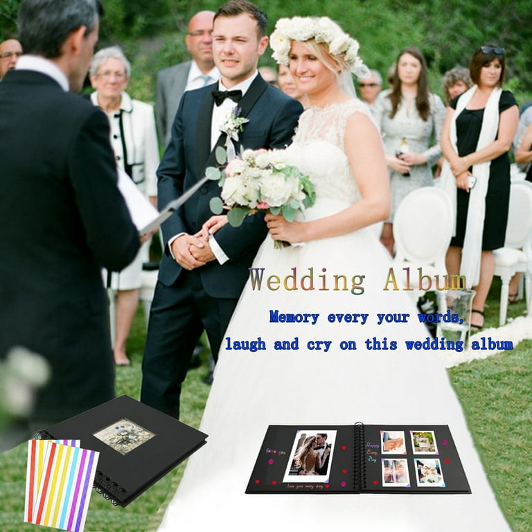 Scrapbook Photo Album Wedding Baby Family Memory Gift Black DIY Scrapbook  Album 7x7 inch 