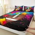 thumbnail image 3 of Feelyou Est Rugby Sleep Twin Sheet Sets for Kids, Watercolor Splatter Twin Fitted Sheet, Cartoon Sports Theme Flat Sheet, Super Cozy Room Decor, 3-Piece, 3 of 7