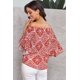 thumbnail image 2 of ABPHQTO Blusa con hombros descubiertos y estampado floral bohemio rojo para mujer, 2 of 5