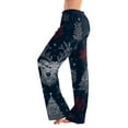 thumbnail image 2 of Women's Drawstring Christmas Printed Casual Pants, Long Trousers with Elastic Waist for Comfortable Wear, Festive Design for Holiday Season,Navy,S, 2 of 6