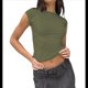 thumbnail image 3 of Camiseta Ajustada Sin Espalda para Mujer, de Corta, Cuello Redondo, Informal, de Verano, Estilo Y2K Verde M, 3 of 7