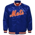 thumbnail image 2 of Youth Mitchell & Ness Royal New York Mets Cooperstown Collection Raglan Satin Full-Snap Jacket, 2 of 3