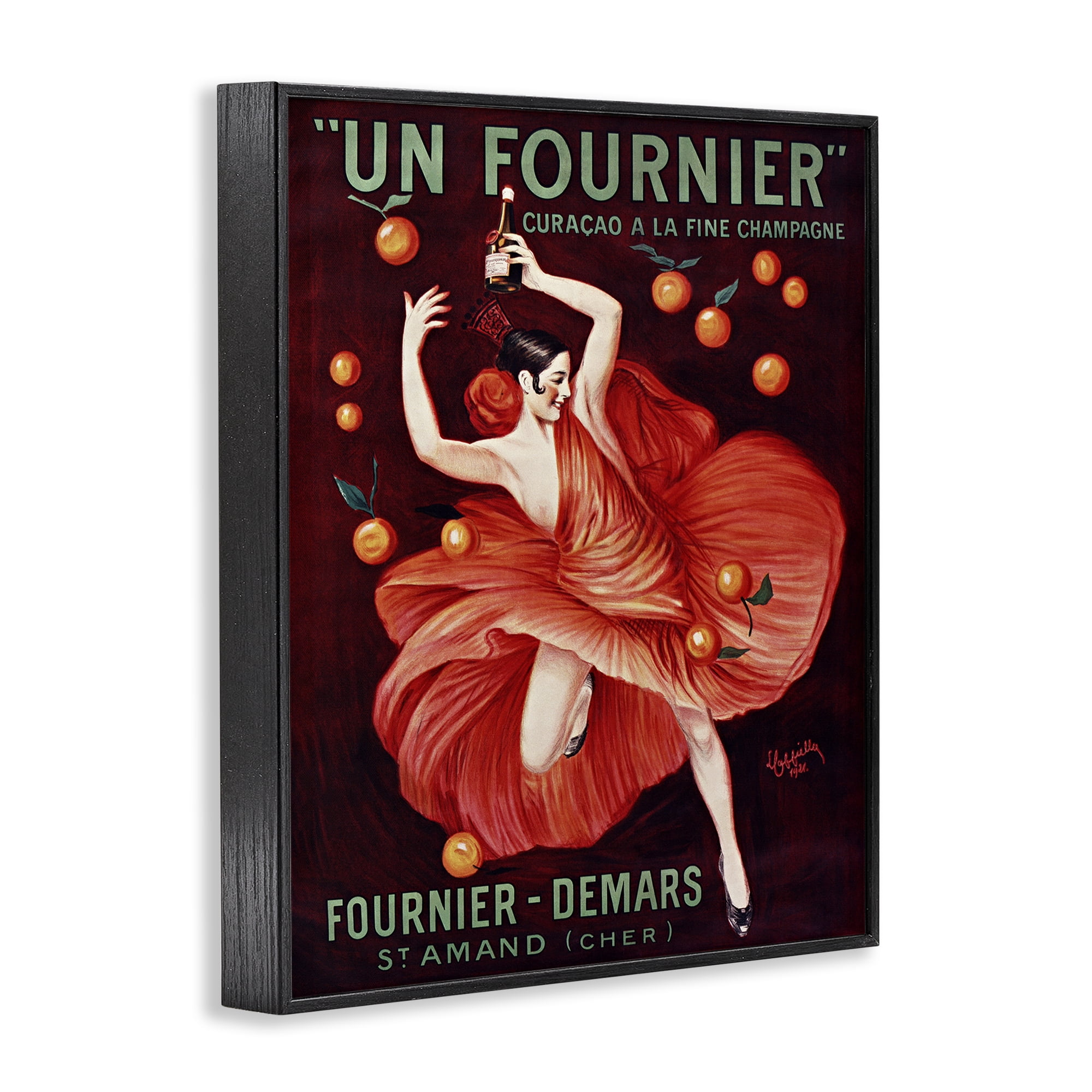 Stupell Industries Vintage Champagne Dancer in Red Black Framed Giclee Art, design by Leonetto Cappiello