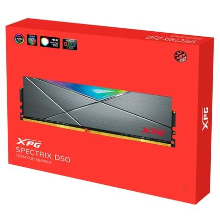 ADATA - XPG SPECTRIX AX4U320016G16A-DT50 D50 32GB 2x 16GB 3.2GHz CL16 RGB Desktop Memory - Gray