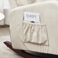 thumbnail image 4 of Rocking Chair Nursery, Glider Modern Accent Chairs Chair with High Back and Side Pocket, Upholstered Recliner Armchair with Wood Legs  for Living Room Bedroom, Beige, 4 of 9