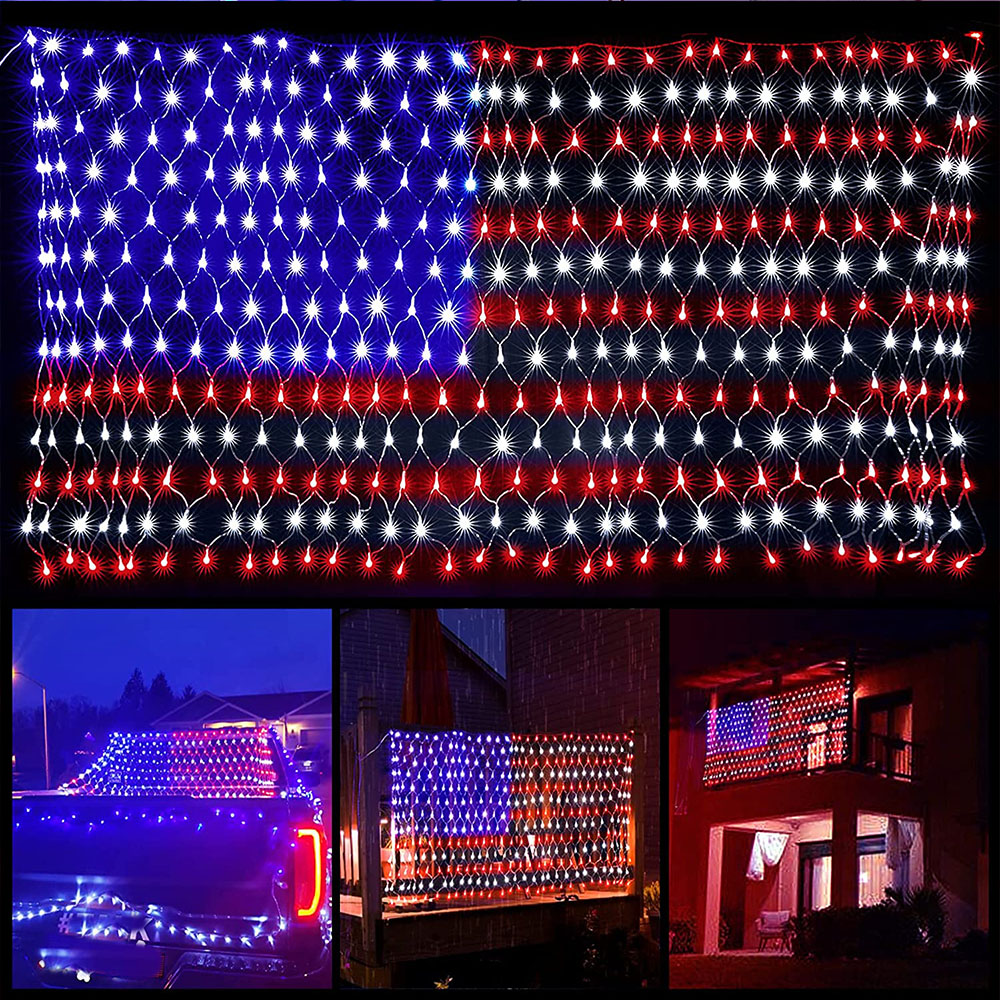 American Flag Lights, July 4th Patriotic Lights with 420 LEDs