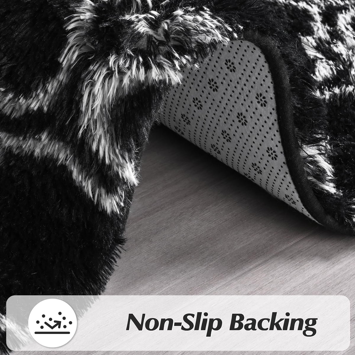 Brochao 5'x8' Geometric Shag Area Rug for Living Room, Diamond Indoor Area Rug, Fluffy Carpet Plush Rug, Soft Home Floor Bedroom Carpet, Black