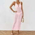 thumbnail image 2 of Tqyyweavej Swim Crochet Cover Up Dresses Spaghetti Strap Slim V Neck Beach Cover Up Hollow Out Solid Color Sleeveless Swimsuit Coverup for Women, 2 of 10