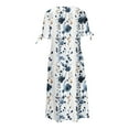 thumbnail image 5 of Stamzod Boho Dresses for Women 2025 Summer V-Neck Floral Midi Dresses Plus Size Short Sleeve Casual Sundress with Button Beach Vacation Clothes for Women Multicolor A L, 5 of 5