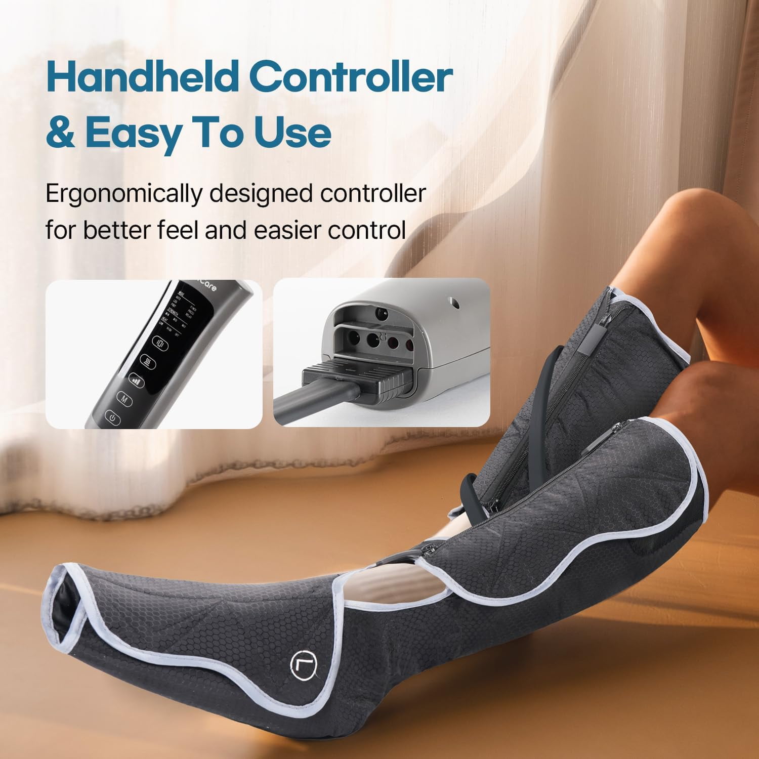 HubiCare Air Massager for Circulation and Relaxation Foot and Calf Massage with Heat, Additional Zipper Type, Great for Circulation, Pain Relief, and Muscle Relaxation  (6 Modes with 3 Intensity)
