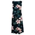 thumbnail image 4 of Fartey Plus Size Boho Dresses for Women 2025 Summer Sleeveless Beach Swing Dress Loose Comfy Crewneck Tiered Sundress Fashion Flowy Floral Print Midi Dress Navy S-5XL, 4 of 5