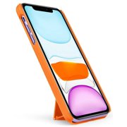 Case for iPhone 11, Nakedcellphone [Bright Orange] Slim Ribbed Hard Shell Cover [with Kickstand] for Apple iPhone 11 (2019, 6.1 Model)