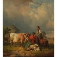 thumbnail image 2 of Friedrich Voltz 20x22 Black Ornate Framed Double Matted Museum Art Print Titled: A Meadow at Noon, 2 of 5
