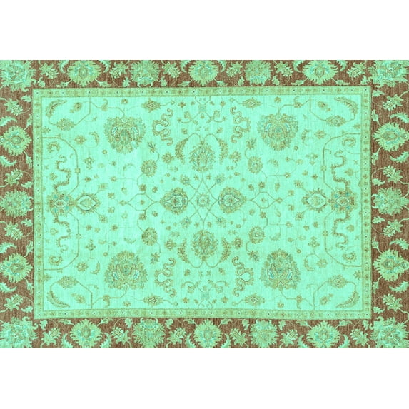 Ahgly Company Indoor Rectangle Oriental Turquoise Blue Traditional Area Rugs, 5' x 8'