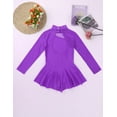 thumbnail image 4 of Raenseen Kids Girls Figure Ice Skating Leotard Dress Long Sleeve Gymnastics Ballroom Dancing Outfit Purple 8, 4 of 8