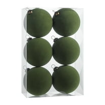 EGYMEN Velvet Balls Ornaments, Soft Fabric Christmas Decorations, Plush Hanging Orbs for Holiday Decor, Flocked Velvet Sphere Set for Baby Showers and Parties(Green)