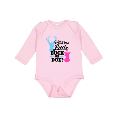 

Inktastic Gender Reveal Will it be a Little Buck or Doe Girls Long Sleeve Baby Bodysuit