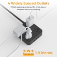 thumbnail image 4 of Cable de extensión TESSAN Protector contra sobretensiones de 15 pies con 4 salidas, 3 USB, 4 of 6