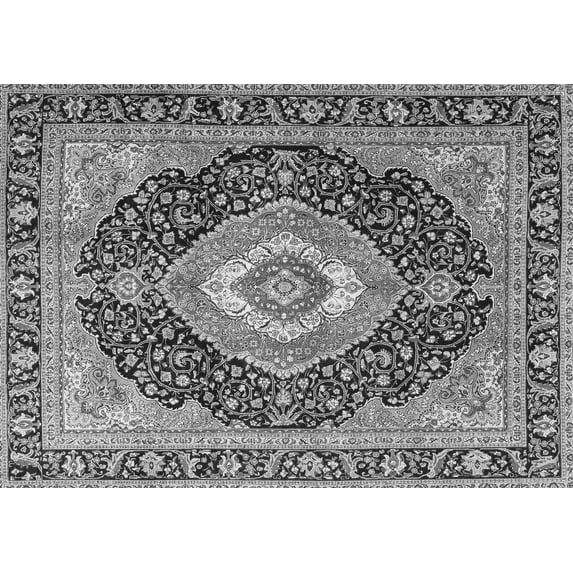 Ahgly Company Indoor Rectangle Medallion Gray Traditional Area Rugs, 7' x 10'