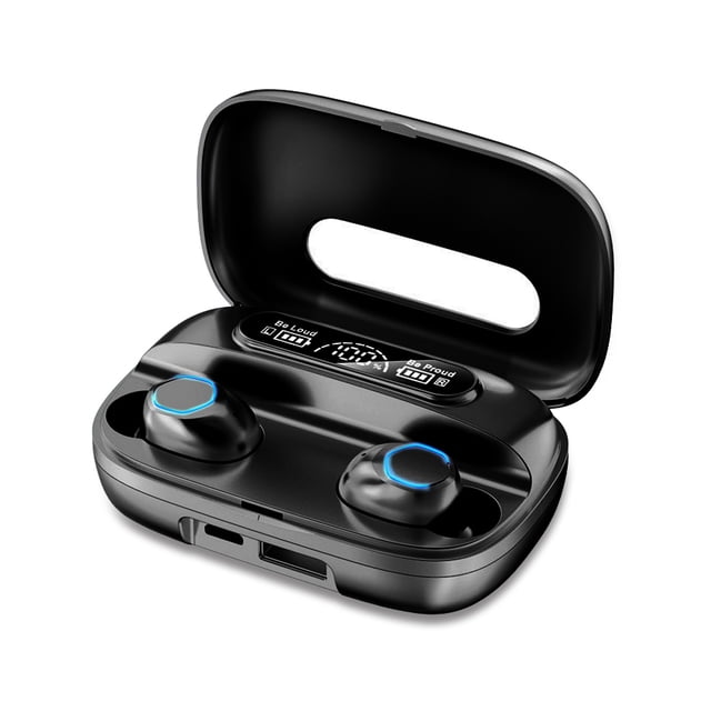 Auriculares Bluetooth-Compatible con Auriculares en Ore Auriculares Digital Pantalla Portátil Portátil Funcionamiento Música Sonido Auriculares con caja de carga Negro seitruly EL017146-01B