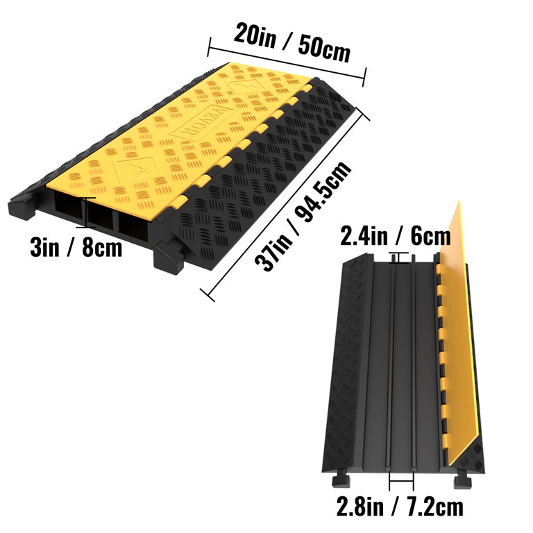 VEVOR 5 Pcs Cable Protector Ramp 2 Channel 12000 lbs Load Wire Cable Cover Ramp
