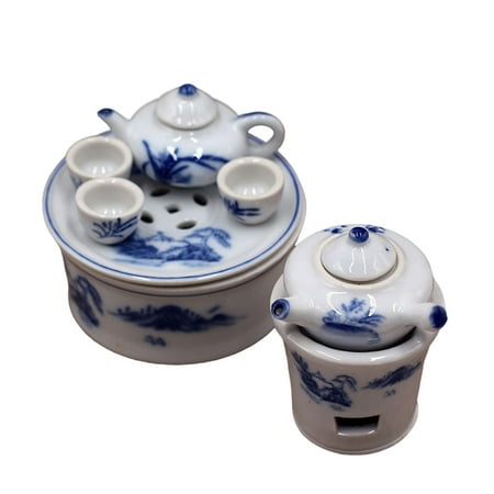 

VEAREAR 1 Set Mini Teaware High Restoration Chinese Style Retro Decorative Ceramics Children Tea Set with Tea Tray Cup Scene Layout
