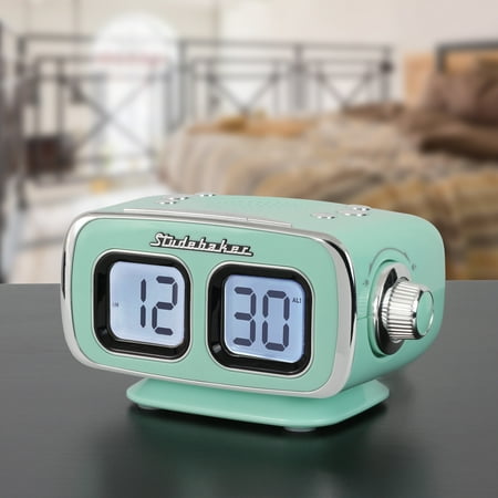 Studebaker - SB3500 Retro Digital AM/FM Dual Alarm Clock Radio with Bluetooth - Teal