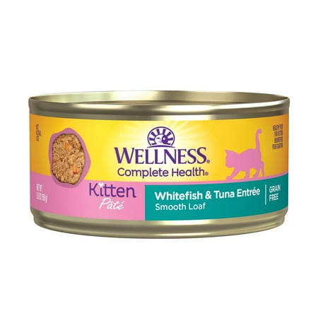 UPC: 0076344090243 | Wellness Complete Health Kitten Canned Wet Cat Food Whitefish & Tuna Entrée 5.5 oz Can Pack of 24