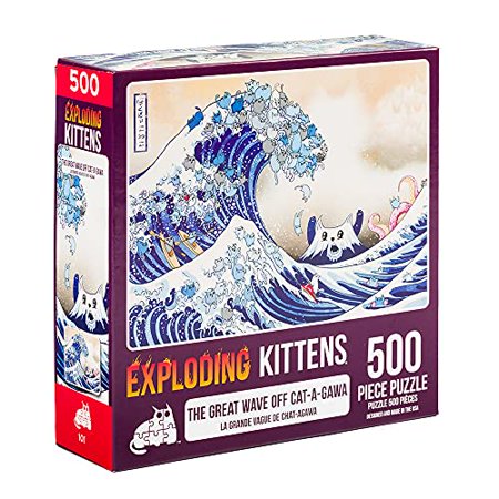 Exploding Kittens 500 Piece Jigsaw Puzzle | Great Wave Off Catagawa ...