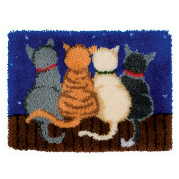 Latch Hook Rug Kits Crocheting Carpet Rug Cats Yarn Pre-Printed Canvas Cushion Mat Crochet Tapestry Sofa Decor,1 * Embroidered cloth 1 set * Pre-cut Colored Yarn 1 * Latch hook tool