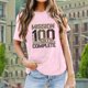 thumbnail image 3 of Camiseta informal de mujer con estampado de corazones de San Valentín, cuello redondo y manga corta: tejido suave, diseño adorable para San Valentín o para el día a día, 3 of 5