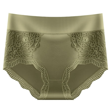 Icvfdpl Womens Panties Lace Plus Large Size Waist Traceless Comfortable Skin-Friendly Women Underwear Briefs Green Xl