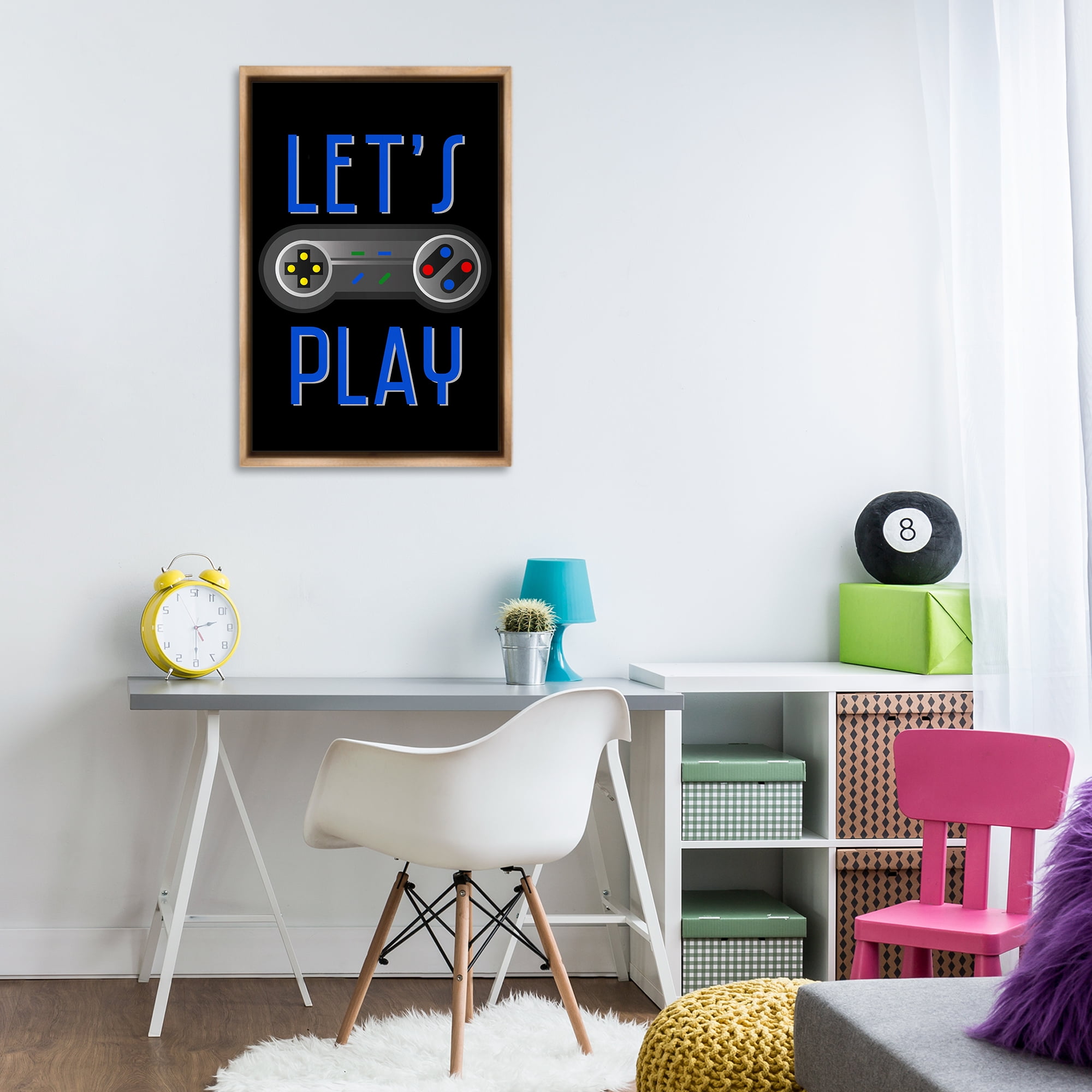 Stupell Industries Vintage Lets Play Games Typography Painting Brown Floater Framed Art Print Wall Art, 21 x 31