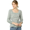 thumbnail image 1 of Unique Bargains Blouse à Manches Longues à Encolure Carrée à Fleurs pour Femmes, 1 of 6