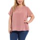 thumbnail image 1 of Women's Plus Size Blouses Pin Dots Round Neck Cute Basic Top Pink 3X, 1 of 7
