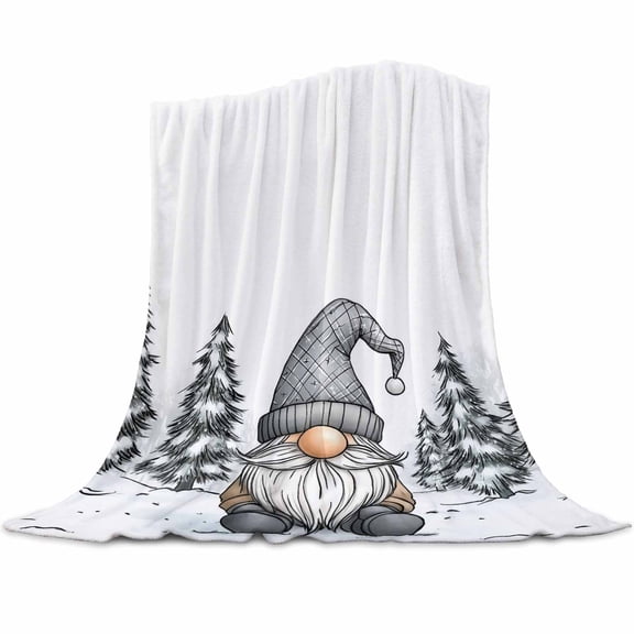 Christmas Xmas Flannel Blanket for Bed,Travel and Camping, Tree Winter Snowflake Gnome Super Soft Cozy Blanket for All Seasons 32"x48"