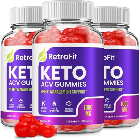 3 Pack Retrofit Keto ACV Gummies Retrofit ACV   Keto Advanced Keto Formula Plus Apple Cider Vinegar Keto Gummies Dietary Supplement B12 Beet Root Juice Men Women 180 Gummies