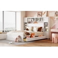 thumbnail image 6 of Wooden Queen Size Platform Bed with All-in-One Cabinet and Shelf, Modern Platform Bed with 4 Drawers, 10 Shelves and 4 Cabinets, No Box Spring Needed, White, 6 of 7
