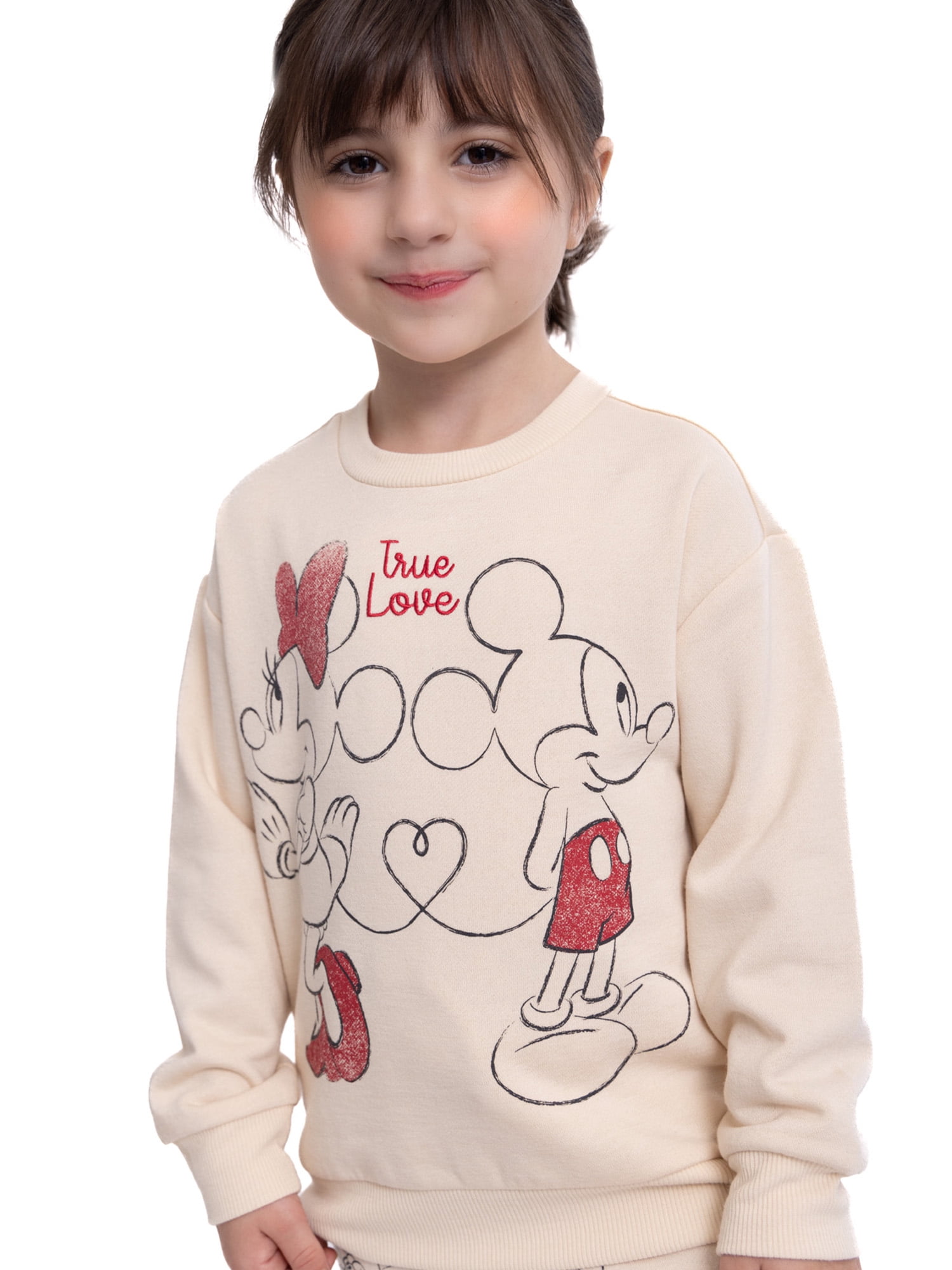 Disney Toddler Mickey and Minnie Sweethearts Valentine’s Day Crewneck Sweatshirt and Joggers Set, 2-Piece Set, Sizes 12M-5T