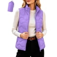 thumbnail image 2 of Women's Puffer Vest Wave Pattern Quilted Ultra-Thin Zip-up Sleeveless for Travel & Commute Vest, 2 of 8
