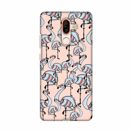 - Nokia 7 Plus Case, Premium Ultra Slim Fit Light Weight Handcrafted Printed Designer Hard Snap On Shell Case Back Cover for Nokia 7 Plus - Flamingos- Baby Pink