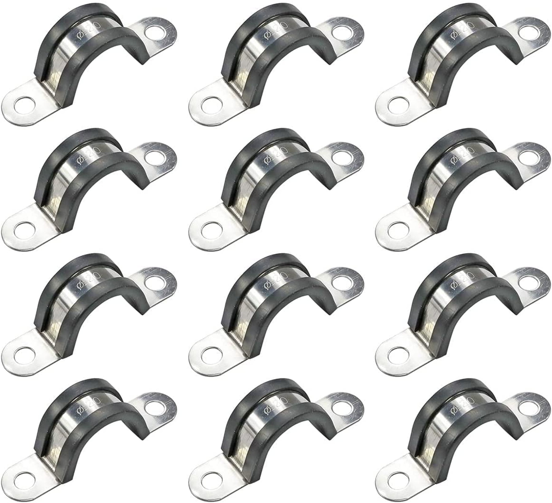 20 Pack 3/8 Inch(10mm) Stainless Steel Cable Clamp, Rubber Cushioned